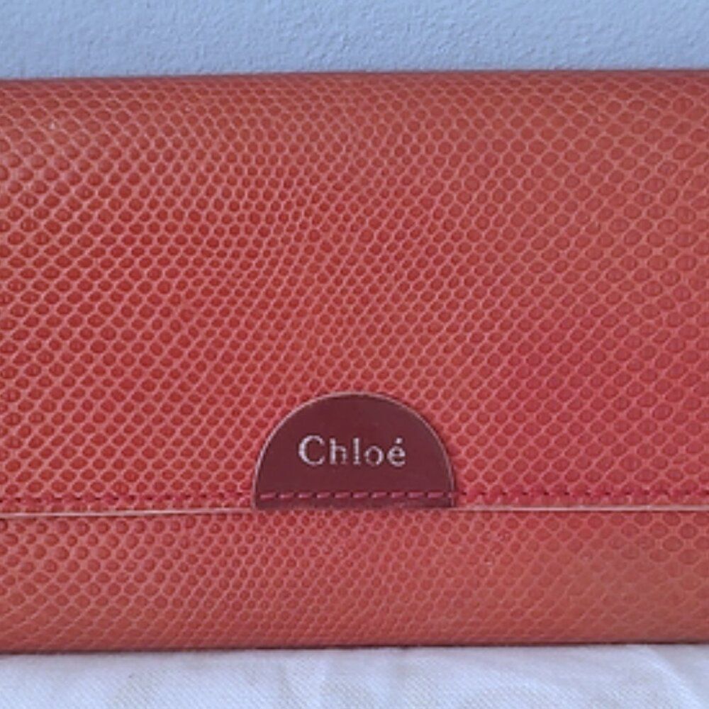 Chloe snake embossed leather flap long wallet w/dusty EUC - Picture 3 of 11